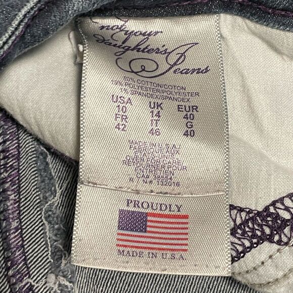 NYDJ High Rise Boot Cut Flare Leg Denim‎ Blue Jeans Faux Back Pockets Size 10 - Picture 7 of 8